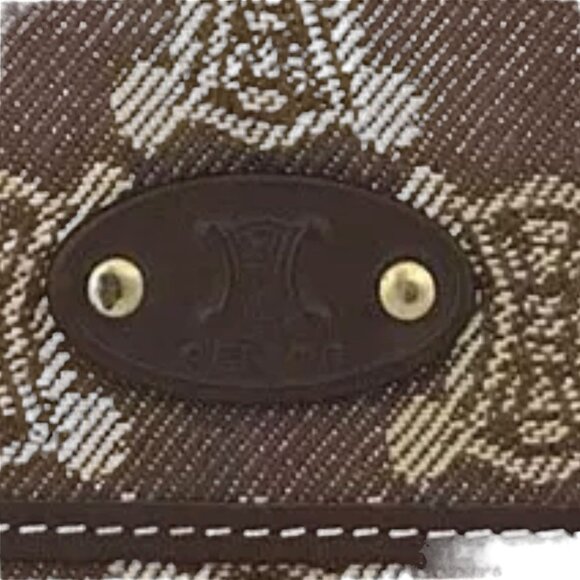 CELINE: Brown Monogram Macadam & Leather Long Bifold Wallet #1267 - Picture 5 of 8